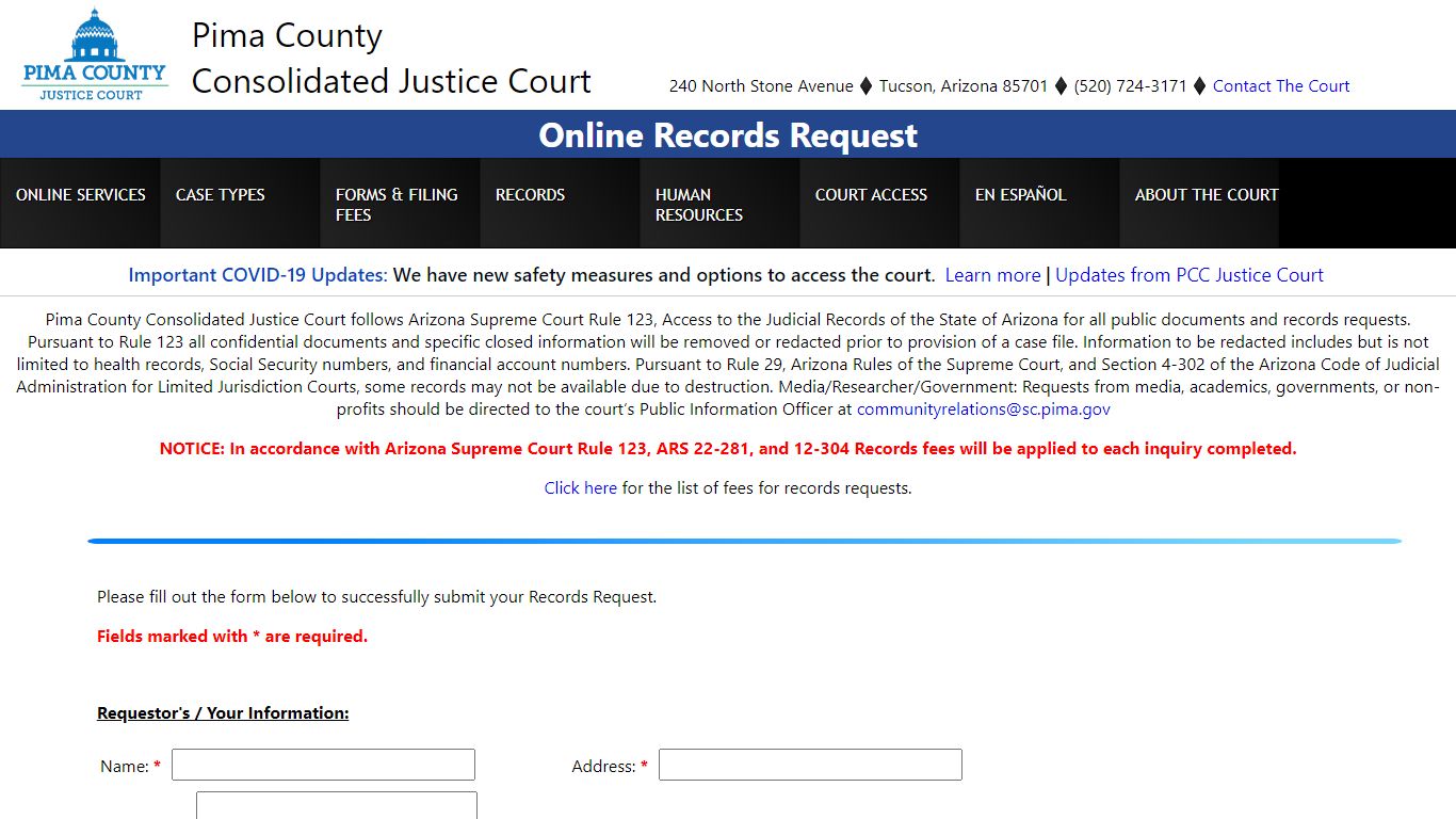 Records Request - casesearch.jp.pima.gov